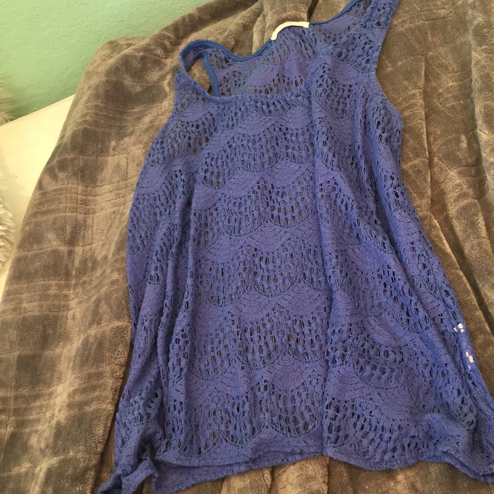 Blue crochet tank top